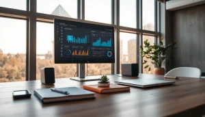 Engaging technology setup highlighting data analytics in a modern workspace.