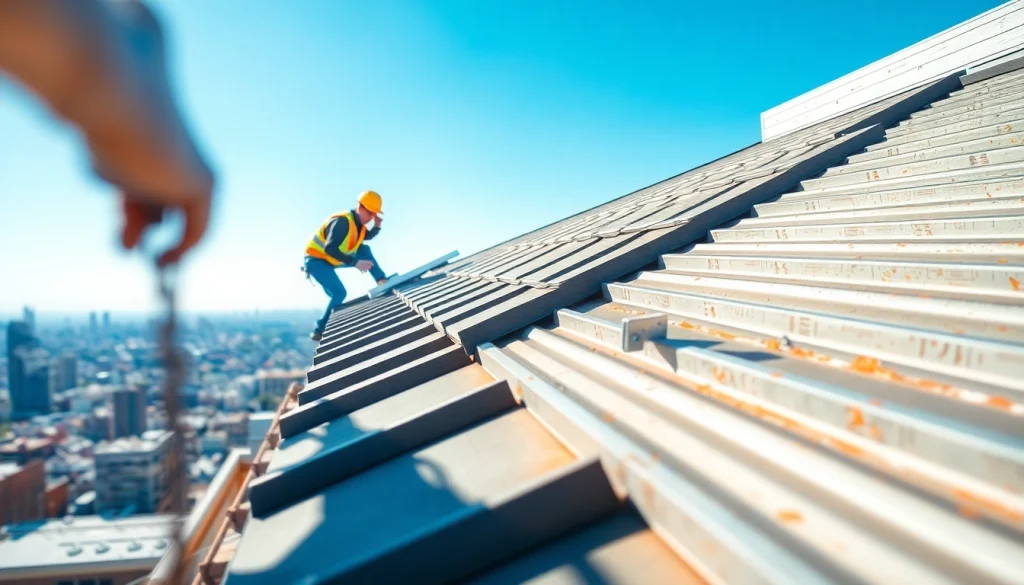 Enhance your property with expert commercial roofing services through skilled professionals on-site.