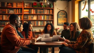 Engaging conversation about community issues at the blackchronicle's urban café setting.