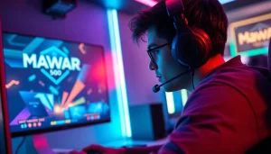 Menampilkan gameplay mendebarkan mawar500 game dengan gamer fokus di tempat setup modern.