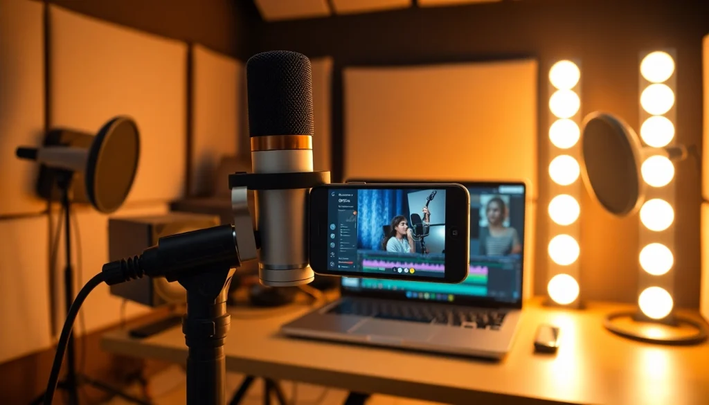 MV88 microphone showcased in a professional studio setting for audio recording.