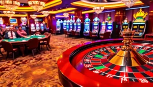 MM88 casino scene showcasing a vibrant roulette table with players eagerly anticipating their fortune.