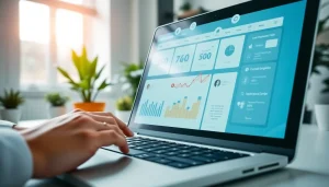 Visualize the dynamic smm panel interface on a laptop in a modern workspace setting.