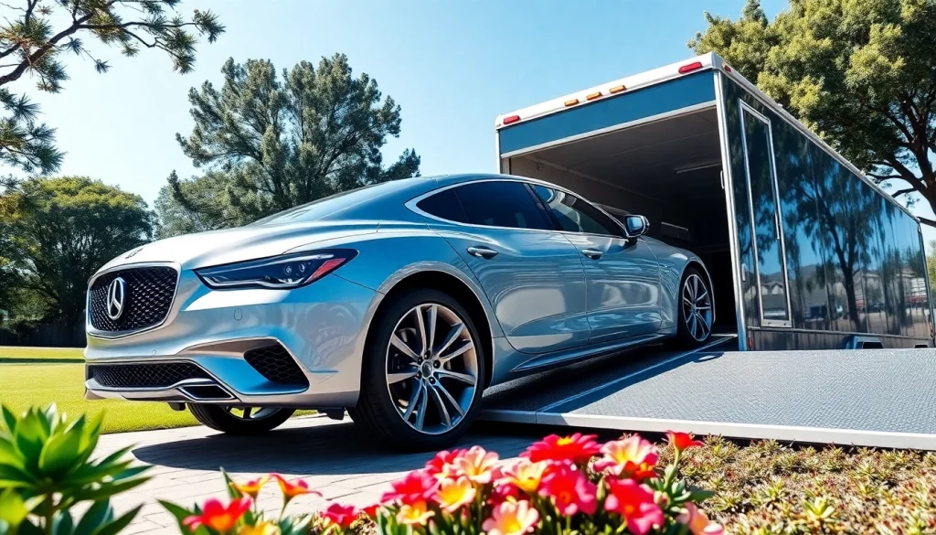 Experience seamless Premium Auto Transport with a luxury vehicle loaded on a professional carrier truck.