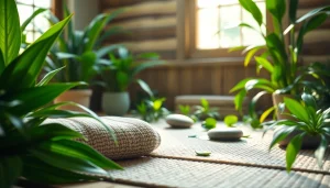 Menampilkan suletoto dalam ruang meditasi yang tenang dengan elemen alami.