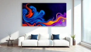 Enhance your decor with vivid canvas wall art featuring abstract designs.