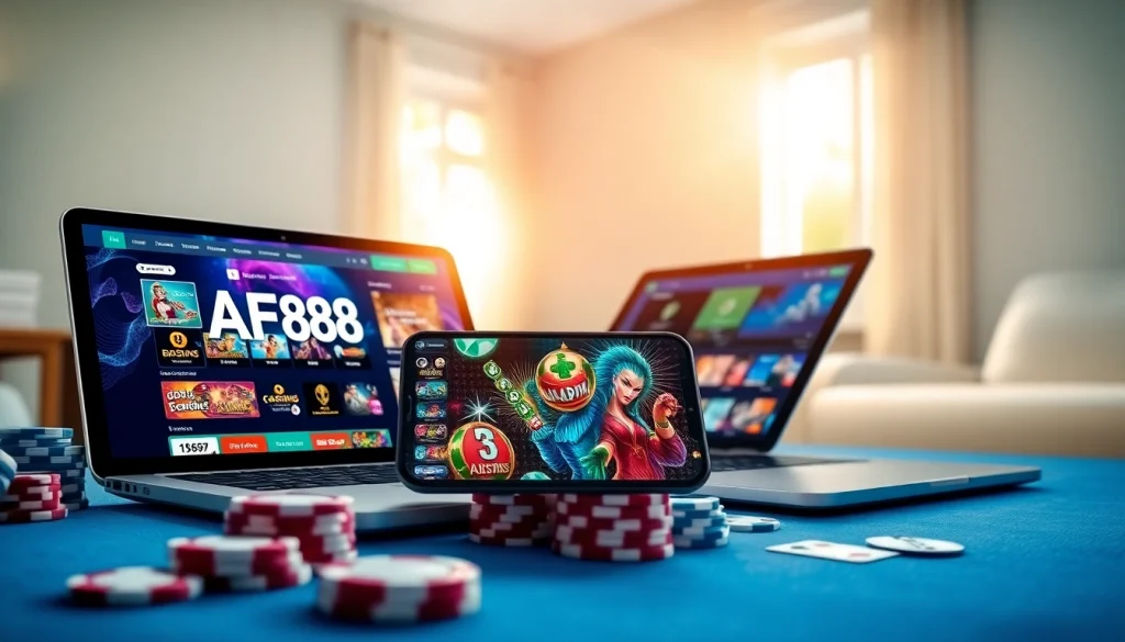 AF88 online gambling experience with modern tech and casino elements