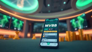 MV88 online betting app interface showcasing modern features and USDT transactions in a professional setup.