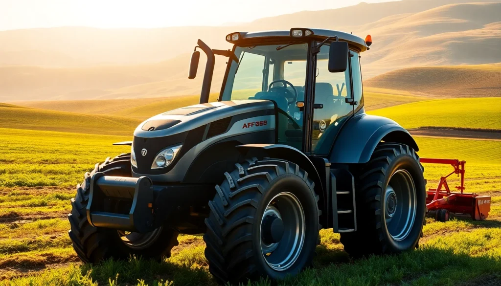 Showcasing the AF88 tractor in an agricultural setting, emphasizing efficiency and advanced design.