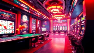 Experience the thrilling world of XX88, an online casino with vibrant visuals and engaging game elements.