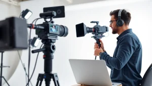 Creating engaging training videos with a professional videographer in a modern studio