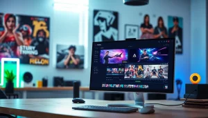 Editing Twitch clips with https://streamgen.cc on a sleek workspace computer.