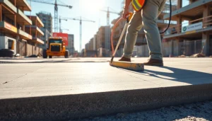 Contractor executing concrete leveling in Roseburg with precision and expertise on a sunny day.