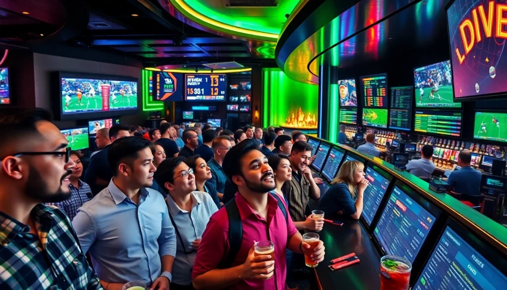 Discover the excitement of the best sportsbooks in Brazil featuring passionate bettors in a vibrant sportsbook setting.