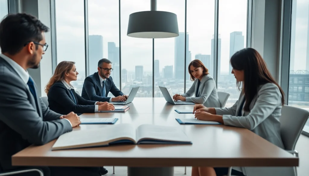 Engaging legal consultation at http://www.jacobsonpilaw.com showcasing diverse lawyers in discussion.