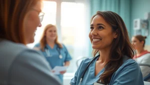 Showcasing aidet examples for nurses through professional patient interaction in a hospital.