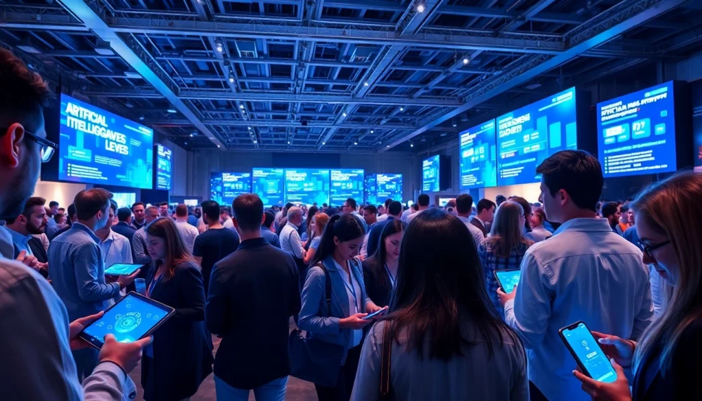 Engage with the latest technology trends at https://www.techgaged.com featuring a vibrant conference scene.