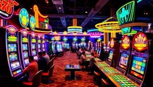 เล่นการพนันสนุกสนานในคาสิโนที่มีสีสันและผู้เล่นที่ตื่นเต้น