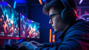 Experience the thrill of Valorant download with a pro gamer in an immersive gaming setup.