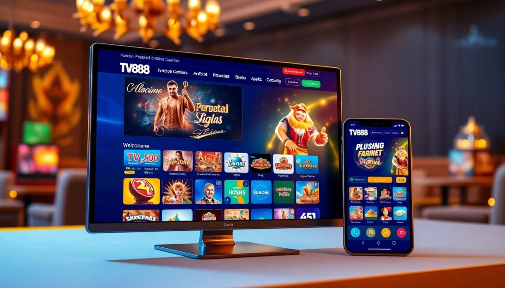 Experience TV88's secure online gaming interface with vibrant design and user-friendly navigation.