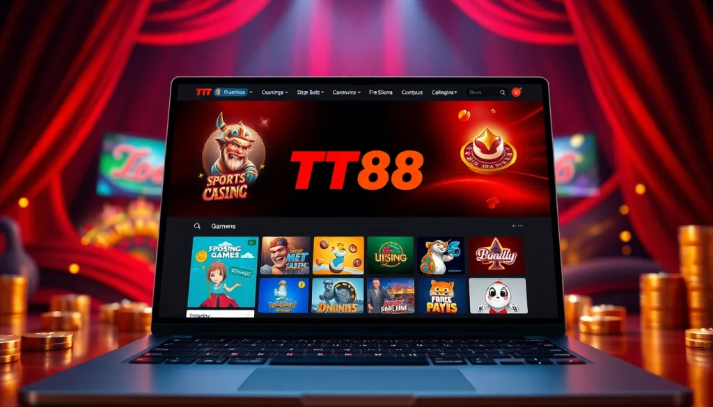 TT88 online gaming interface showcasing vibrant casino games and betting options.