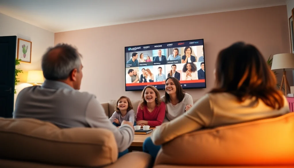 Enjoying family time with the Mom IPTV service on a smart TV in a cozy living room.