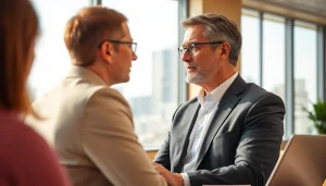 Consultation with a South Dakota car accident lawyer in an office showcasing professionalism and care.