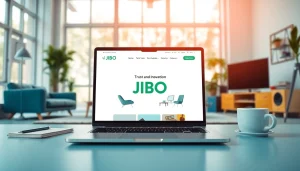 Showcasing JBO digital rental service with modern setup and branded elements.
