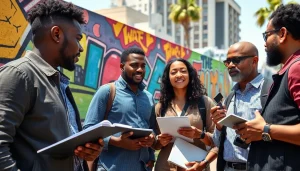 Highlighting local journalists from https://2urbangirls.com collaborating on community news stories.