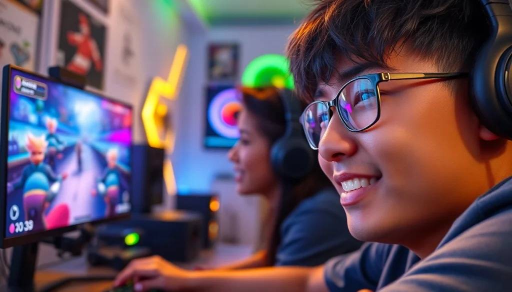 Main player immersed in bensu4d game with vibrant graphics and gaming accessories.