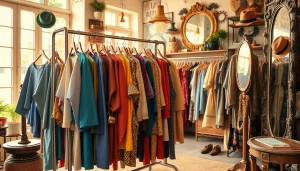 Shop the vintage collection at https://thrift-vintage.com, featuring a colorful array of garments and accessories.