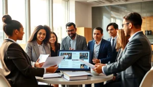 Engaged team discussing legal strategies at https://www.turnpikelaw.com in a modern office setting.