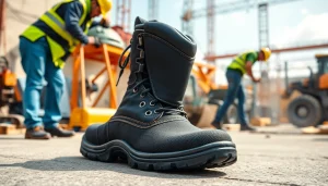 Explore the rugged features of Vaultex safety boots Kenya in a professional construction setting.