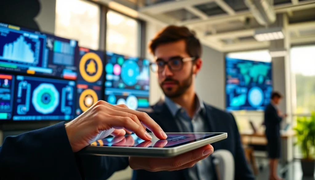 Find AI with AI tools illuminating human creativity in a modern workspace.