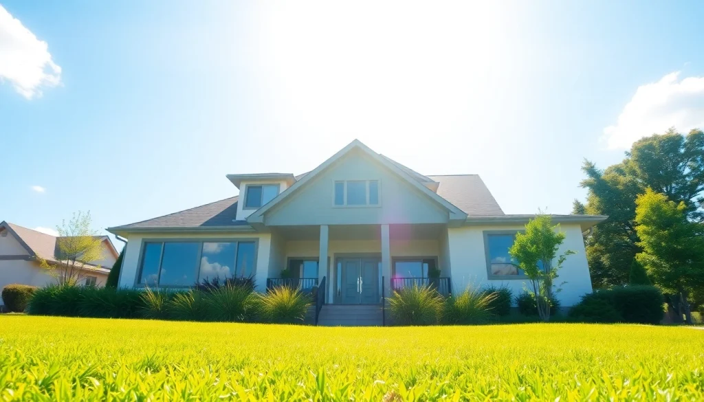 Highlighting Real Estate property showcasing a stunning modern home amidst a vibrant landscape.