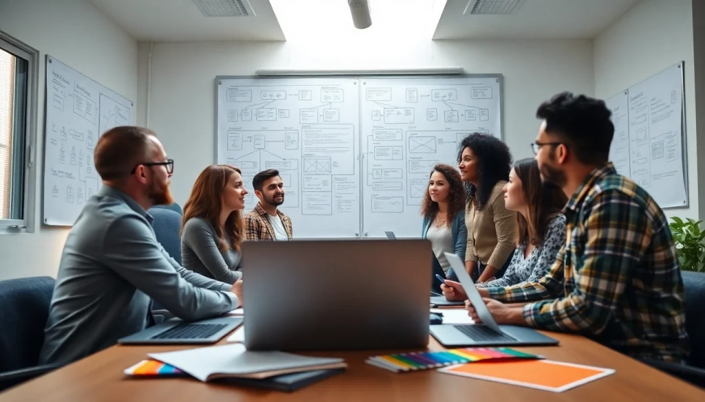 Engaged team collaborating on innovative web design, showcasing modern techniques in Thiết kế website.