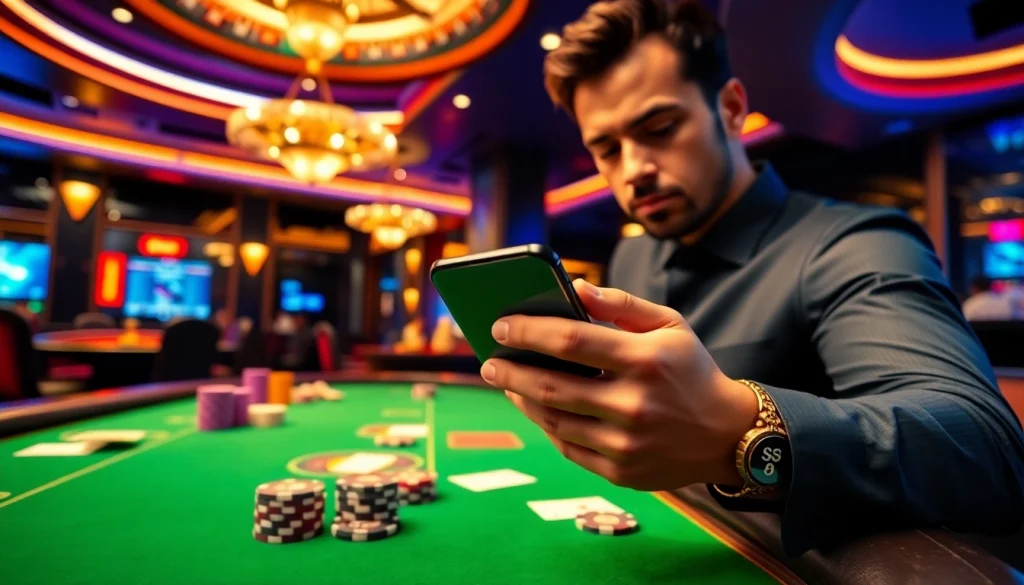 S8 gambling interface showcasing online poker excitement at an upscale casino.