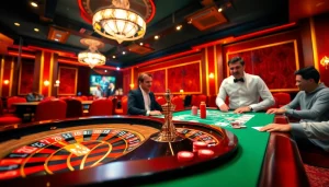 A dynamic casino game scene featuring nhà cái s8 with players at a roulette table, enhancing the thrill of gambling.