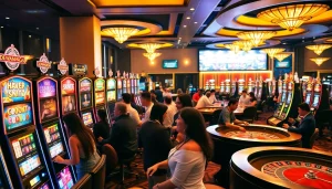 Mesin slot Dewanaga89 menarik pemain yang antusias dalam suasana kasino mewah.