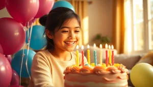 Capture joyful birthday wishes for sister with colorful decorations and a happy sister.