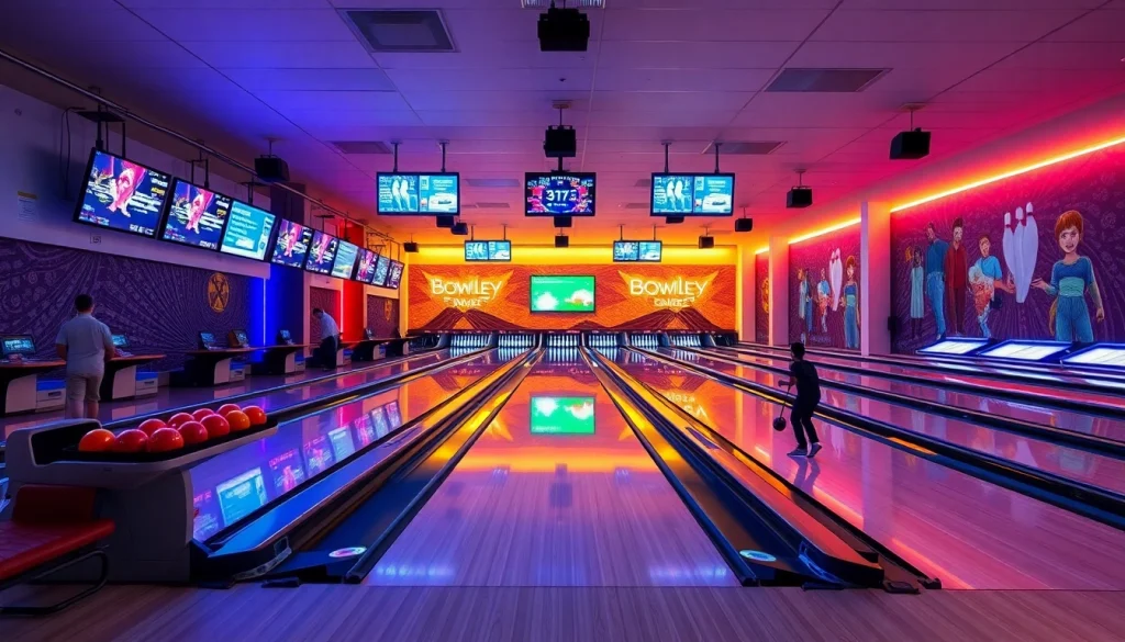 Advanced bowling equipment at a modern bowling alley by a leading bowling equipment manufacturer.