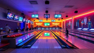 Advanced bowling equipment at a modern bowling alley by a leading bowling equipment manufacturer.
