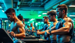 Fitness enthusiasts training with uk sarms in a modern gym, showcasing strength and determination.