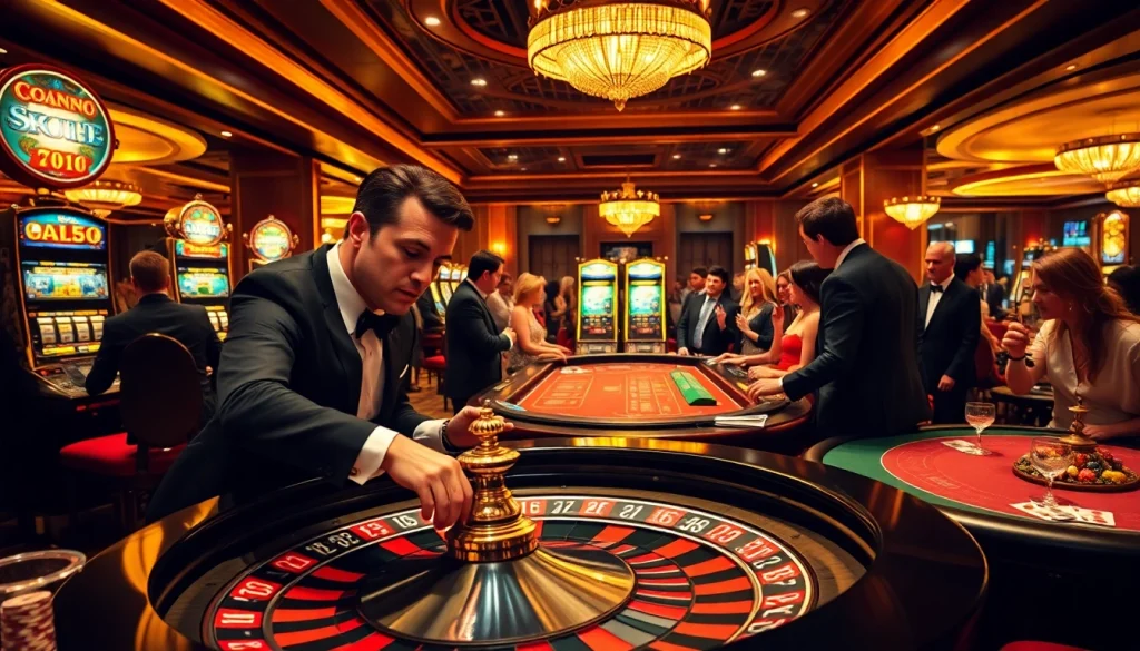 Players engaging with vibrant casino tables and slot machines at King Arthur Cafe menu.