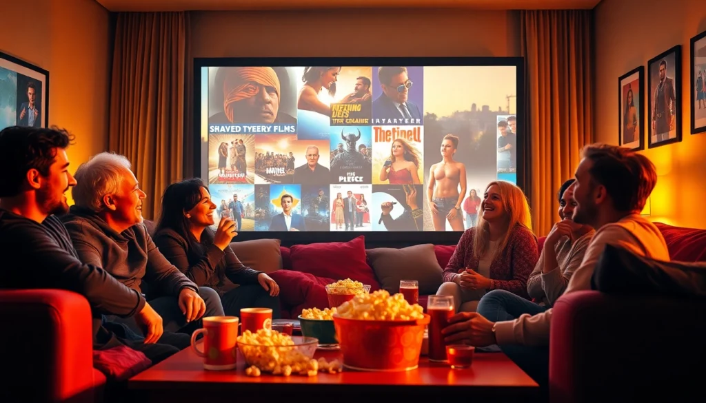 Enjoying a vibrant film night with friends, rich in cinematic excitement.