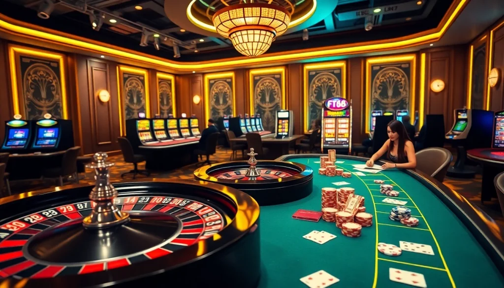 Engaging players enjoying diverse games at F168 online casino, featuring poker and roulette.