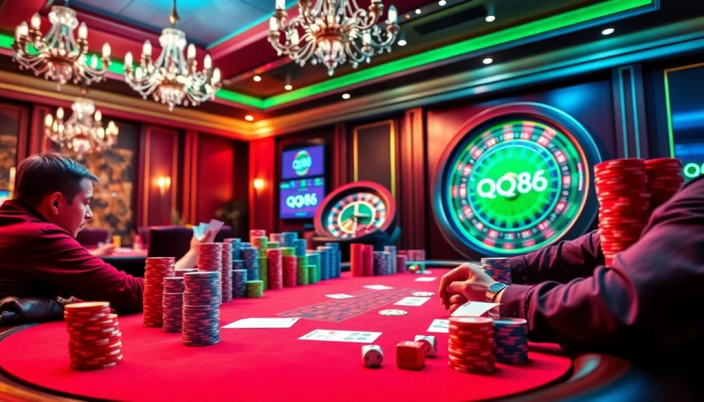 Engaged players at a poker table enjoying the thrilling experience of qq88 casino gaming.