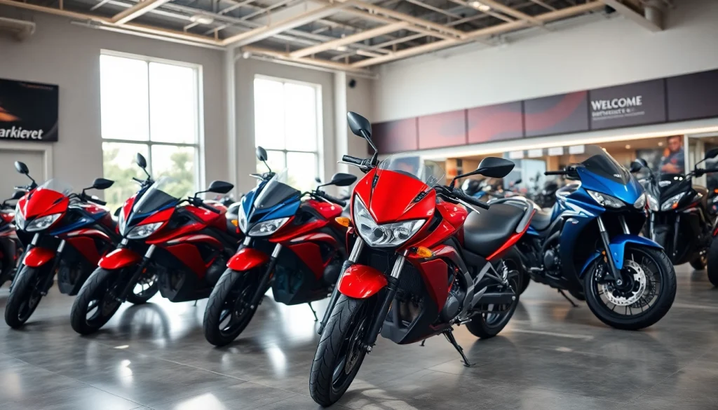 Check out these quality used motorcycles for sale showcased in a modern showroom.