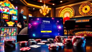 Engaging atmosphere of 79king đăng nhập with vibrant virtual casino elements and slot machines.