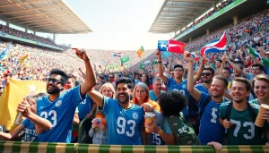 Engaged fans celebrate sports at https://thesportstribune.in in a vibrant stadium environment.